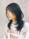 レイヤーロングブルーシルバーくびレイヤー美髪_ba490741