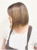 【松戸　石山】ハイトーン切りっぱなしボブ ストレートボブ