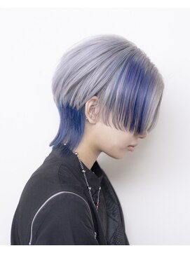 ルプラ ブリリアント(le-pla brilliant) ウルフ/センターパート/ショート/ブリーチ/グレー/ブルー/豊橋