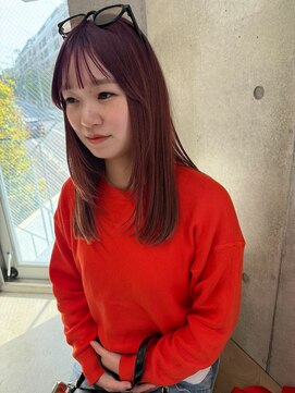 エウペ 渋谷(WEUPE) 斜めバング/グレージュカラー/デザインカラー/シルキーベージュ