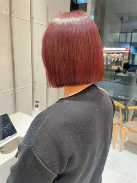 ガリカ 横浜(Gallica) オレンジレッド×ワンレンボブ