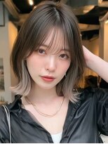 ロッソ 大橋店(Rosso) グレージュ裾カラーの外ハネボブ【大橋】