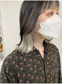 小顔ソフトウルフフェイスフレーミングホワイトグレー