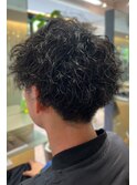 20代30代メンズスパイラルパーマワイルドオシャレ感アッシュ