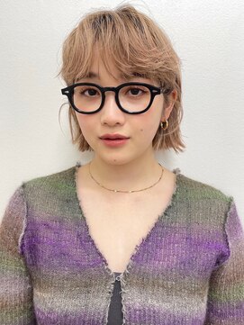 ラボヌールヘアー オリビエ 北千住店(La Bonheur hair Olivier) 大人可愛いおしゃれハイトーン切りっぱなしシルキーベージュボブ