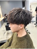 刈り上げマッシュナチュラルニュアンスパーマ波巻きパーマ
