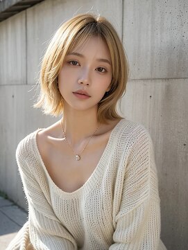 アンドヘアサロン(AND hair salon) くびれヘア/顔周りレイヤー/大人ベージュ/デザインカラー