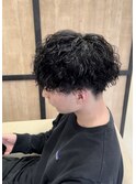 刈り上げツーブロックツイストスパイラルパーマメンズマッシュ