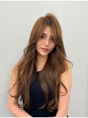 ヘーゼルベージュ　ブリーチなし　レイヤーカット　海外風