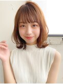 ミディアムレイヤー、外ハネボブ、グレージュ☆