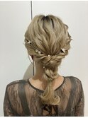 編み下ろしヘアセットパーティーヘアセットダウンスタイル結婚式