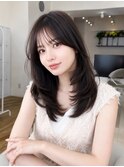 美髪レイヤーカット/くびれ巻き髪/ベージュカラー/縮毛矯正
