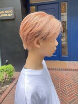 ミンナノポリシー(MIN NANO//POLICY) 「ピンクベージュカラー×センターパート【ブリーチ2回】」