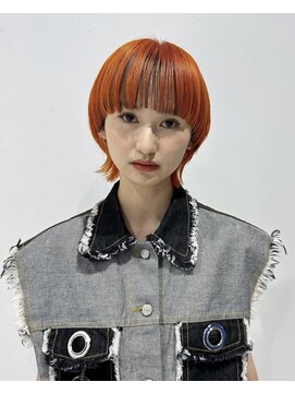 レコ 渋谷(LECO) オレンジのハイトーンショートウルフ