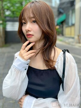 オーブ ヘアー ビーチ 藤沢店(AUBE HAIR beach) 20代・30代_韓国風くびれ巻きミディ