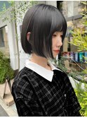 ショートボブ/ミディアム/酸性ストレート/黒髪/艶髪