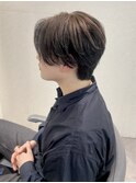 センターパート　刈り上げなし　毛流れパーマ