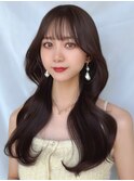 【C】韓国風フェミニンウェーブヘア透明感グレージュ