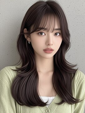 レイヤーカット H 大阪梅田 女性専用サロン 韓国レイヤーカット 外ハネボブ前下がりボブレイヤーボブミルクティーグレージュ髪型