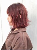 ピンクバイオレットボブ_レッドブラウンハッシュカット_ba262961