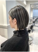 アッシュブラック/グレージュカラー/ショートボブ【銀座】