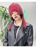 【早瀬忍】ウルフカット×ビビットピンクカラー×毛先ブラック