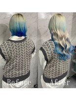 ARビューティー ギンザ(AR Beauty Ginza)&nbsp;ホワイト×ターコイズ#シールエクステ#ブルーシルバー#美髪#銀座