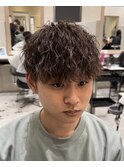 ツーブロックマッシュ波巻きツイストスパイラルパーマ