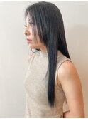 黒髪ロングストレート段カットステップカット広島市美容院