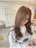 韓国ウェーブフェイスレイヤー艶カラーシルキーベージュ20代30代