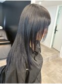 透明感カラーブルーブラック＊レイヤーカットロングストレート