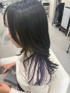 ヘアガーデン ティアラ(Hair Garden TIARA) 顔周りカットロングヘアハイライトインナーカラーグレーベージュ