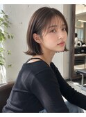 ミディアム20代30代ストレートレイヤー前髪なし前髪あり越谷
