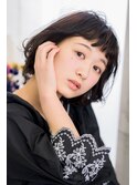すき間たっぷりの束バングでフェザーボブ♪