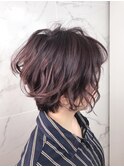 前下がりショートボブ×ピンクバイオレット