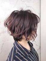 アヴァンスクロス あべのルシアス店(AVANCE.CROSS)&nbsp;前下がりショートボブ×ピンクバイオレット