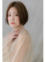 カバーヘア ブリス 大宮西口(COVER HAIR bliss) カーキオレンジブラウンミストバングミニボブY大宮20代30代40代