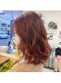 レイヤーカット×レッドブラウン