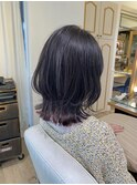 ラベンダーグレージュ インナーカラー くびれミディアム