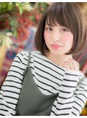 ナチュラルモード斜めバング黒髪ぶつ切りボブa志木20代30代40代