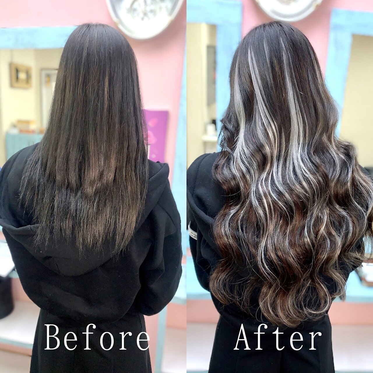 ホワイトハイライトスタイル#シールエクステ#ハイライト#天神