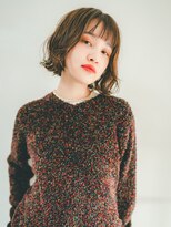 ベンジー 天神店(benji)&nbsp;くせ毛風ボブ×抜け感パーマ　ミルクティーブラウン