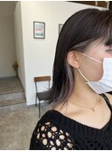 20代30代大人可愛いインナカラー外ハネボブホワイトベージュ