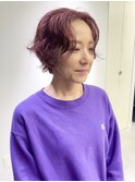 センターパートショートパーマ