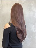 調布ダブルカラーピンクベージュロングブリーチ前髪なし20代