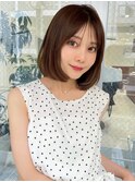 黒髪 ボブルフ ネビージュ 小顔 ワンレン スペインカール