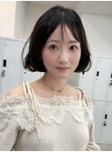 ボブ/暗髪/シースルーバング