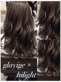 外国人風ロング ハイライトグラデーション グレージュ　