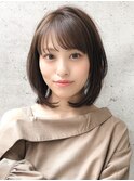美髪小顔アッシュブラウンブランジュマニッシュ外ハネボブ
