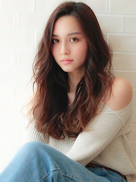 アグ ヘアー ブレス 小比内店(Agu hair bless) 《Agu hair》かきあげバング×無造作ウェーブロング